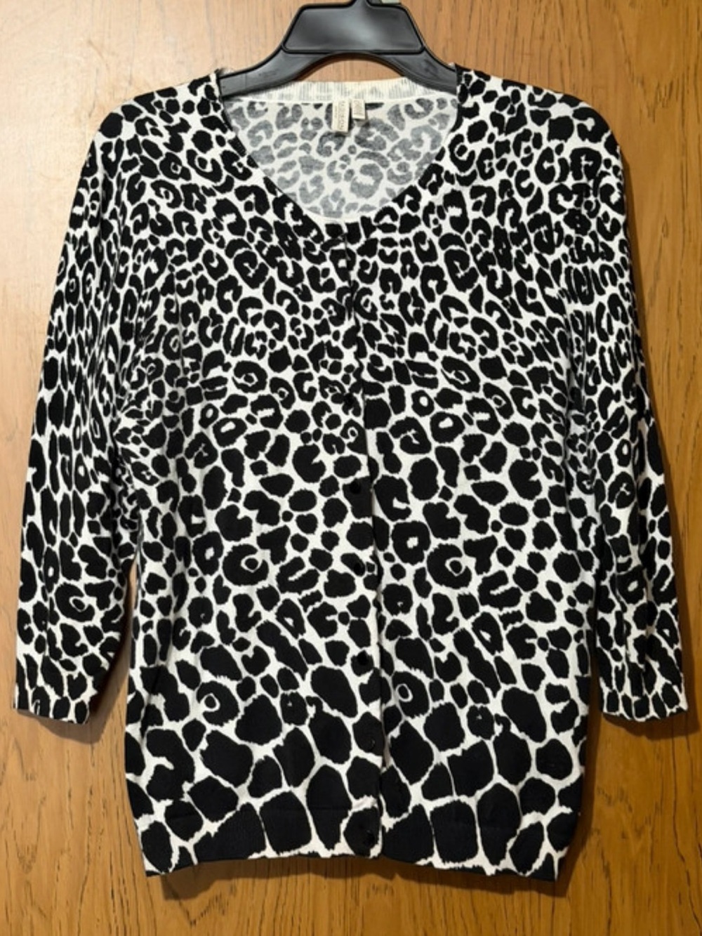 Madison Black and White Animal Print V-Neck Top